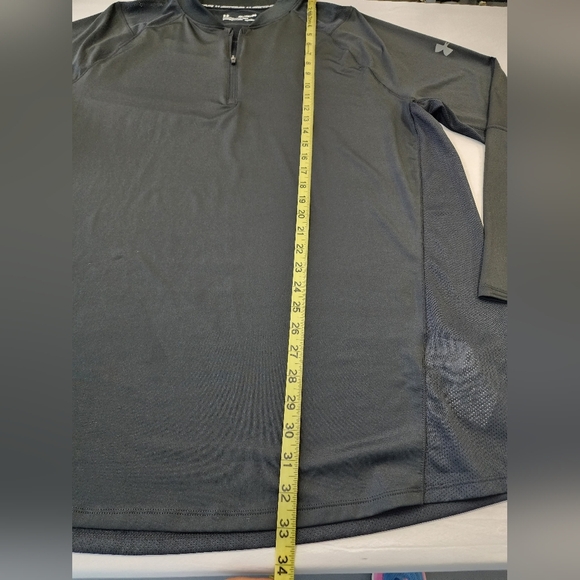 Under Armour Men's Black Long Sleeve Quarter-Zip Front Shirt Side Vents, sz 2XL - Picture 7 of 14